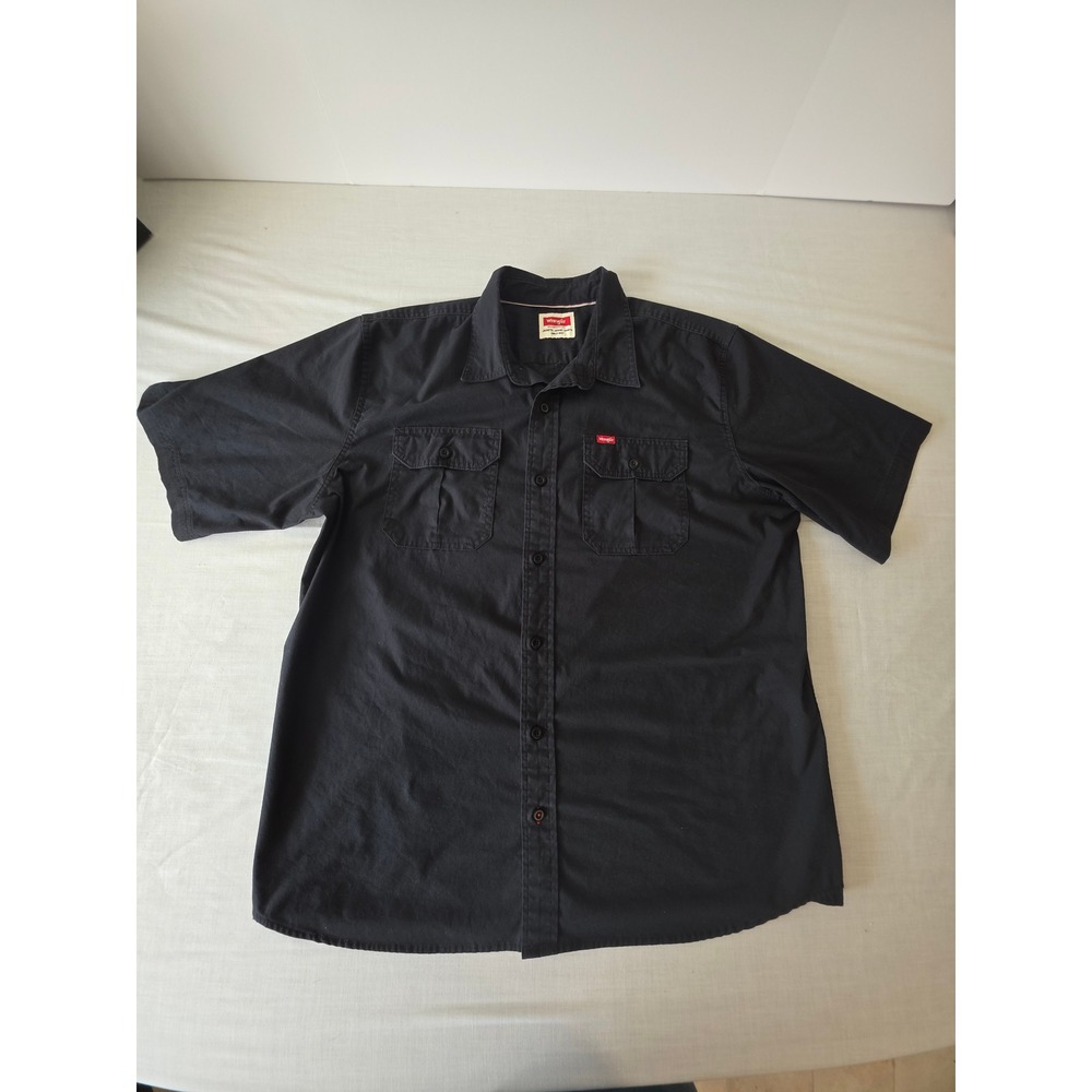 Wrangler All Day Comfort Relaxed Fit Twill‎ Workwear Shirt Short Sleeve XL Black